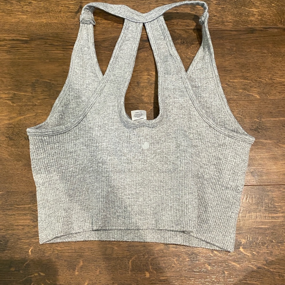 Gray Ribbed Crop Top - Picture 2 of 2